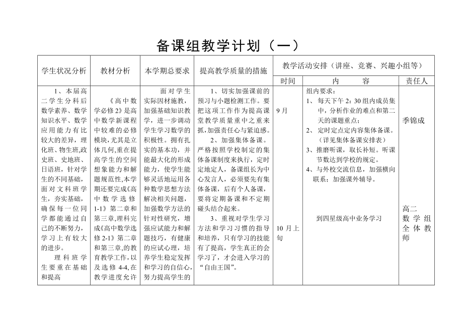 高二数学备课组工作计划.doc_第1页