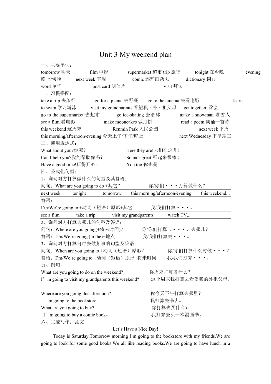 人教版(PEP)小学英语六级上册复习资料.doc_第3页