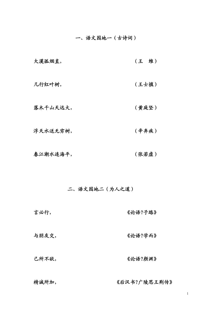 人教版小学四级语文下册期末复习资料【日积月累】 .doc_第1页