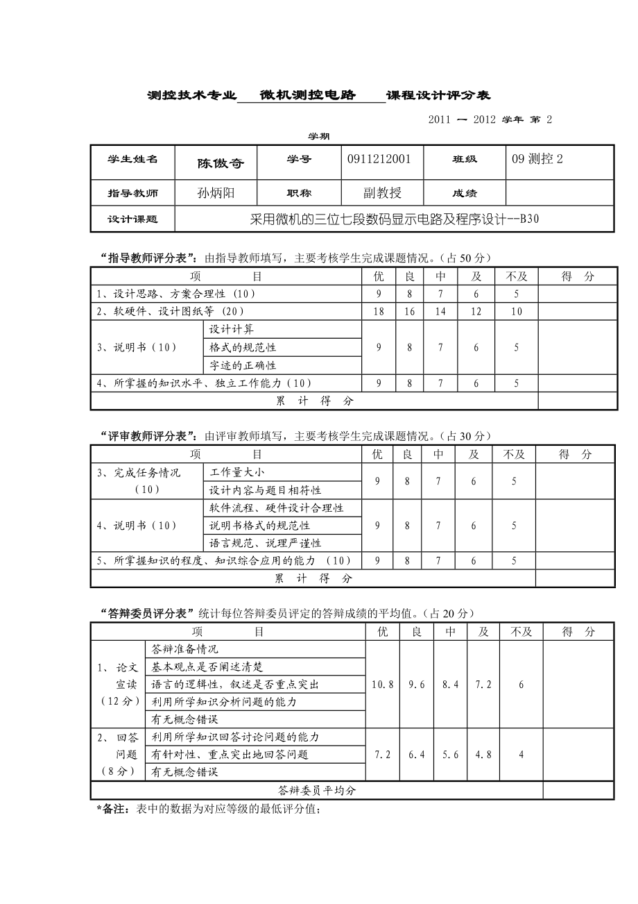 采用微机的三位七段数码显示电路及程序设计单片机课设.doc_第2页