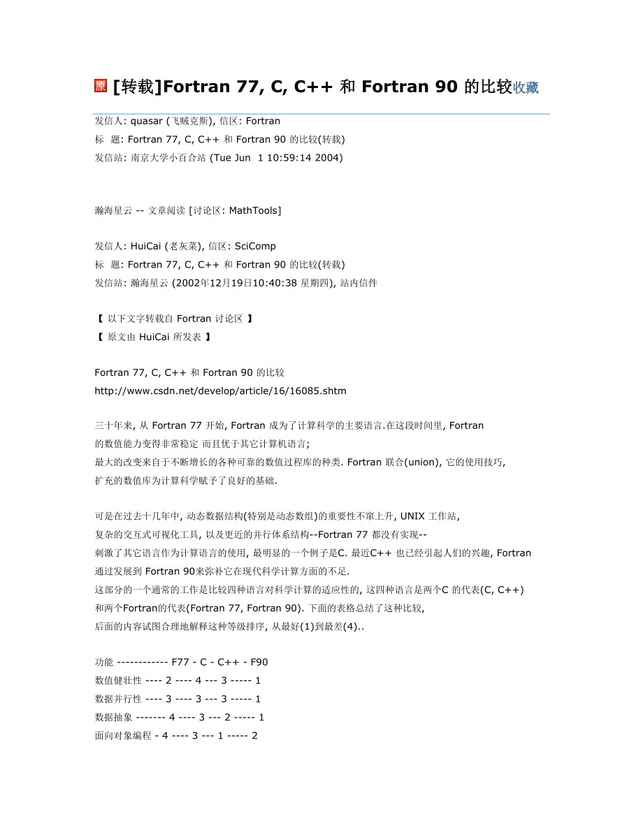 FORTRAN77,C,C++和FORTRAN90的比较.doc_第1页