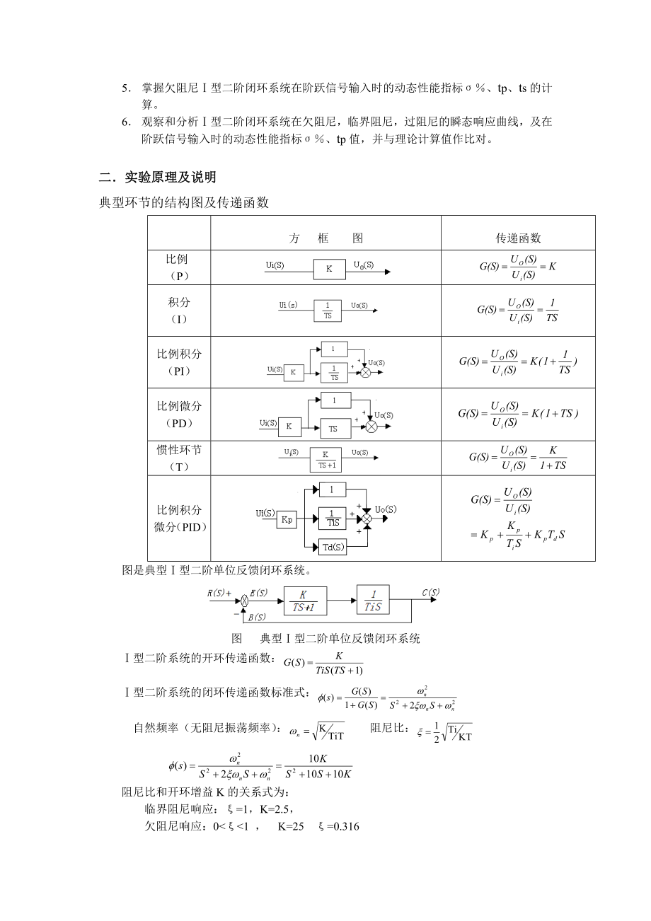 MATLAB的使用与典型环节的时域特性自动控制原理实验报告.doc_第2页