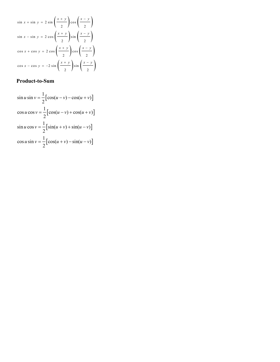 PreCalculus Honors – Formulas Allowed on the Final Exams：微积分的荣誉–公式在期末考试允许.doc_第2页