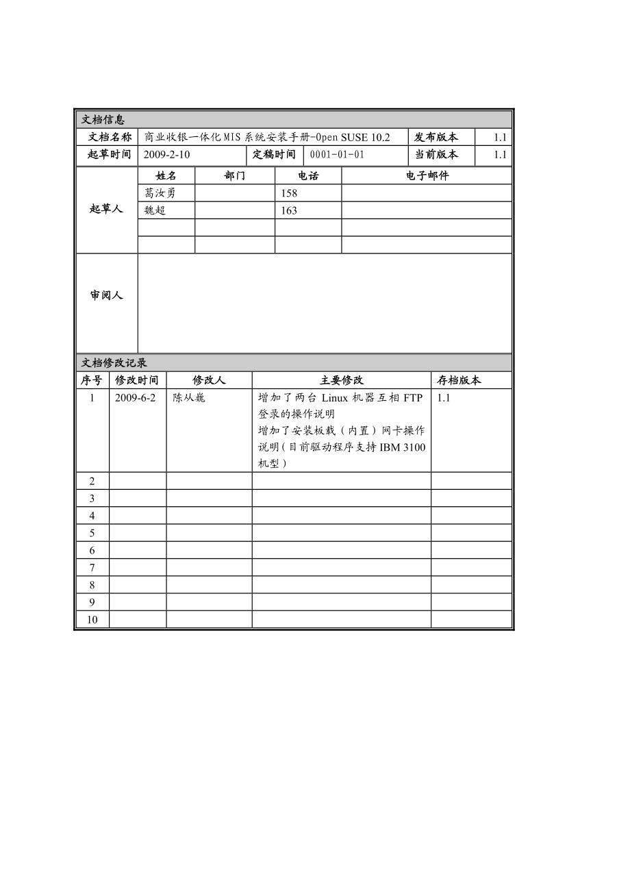 商业收银一体化MIS系统安装手册Open SUSE 10.2O(新版MIS).doc_第2页