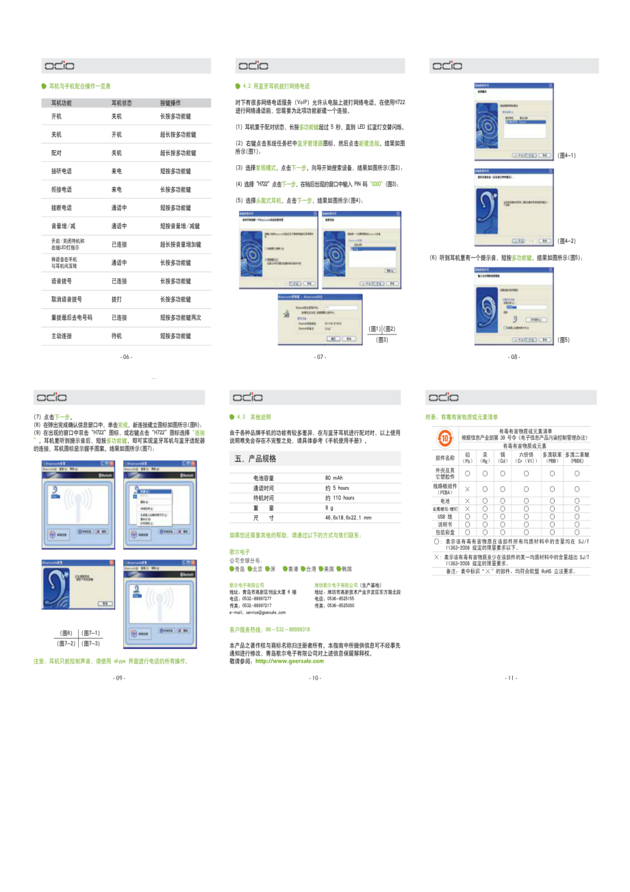 oDioH722单声道蓝牙耳机使用说明书.doc_第2页