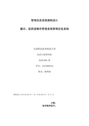 管理信息系统MIS课程设计医药进销存管理系统管理信息系统.doc