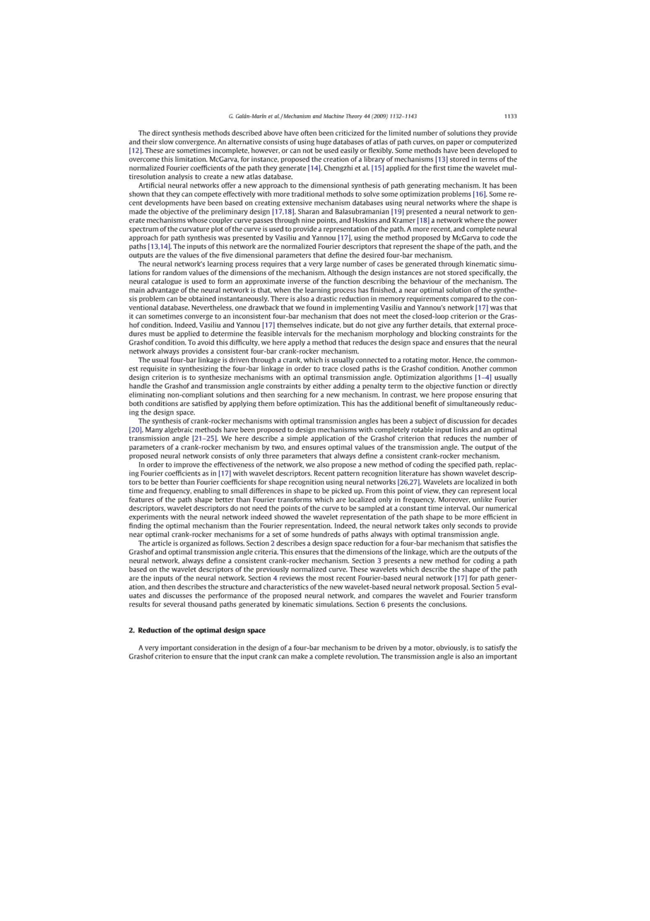 Shape optimization for path synthesis of crankrocker mechanisms using a waveletbased neural network.doc_第2页