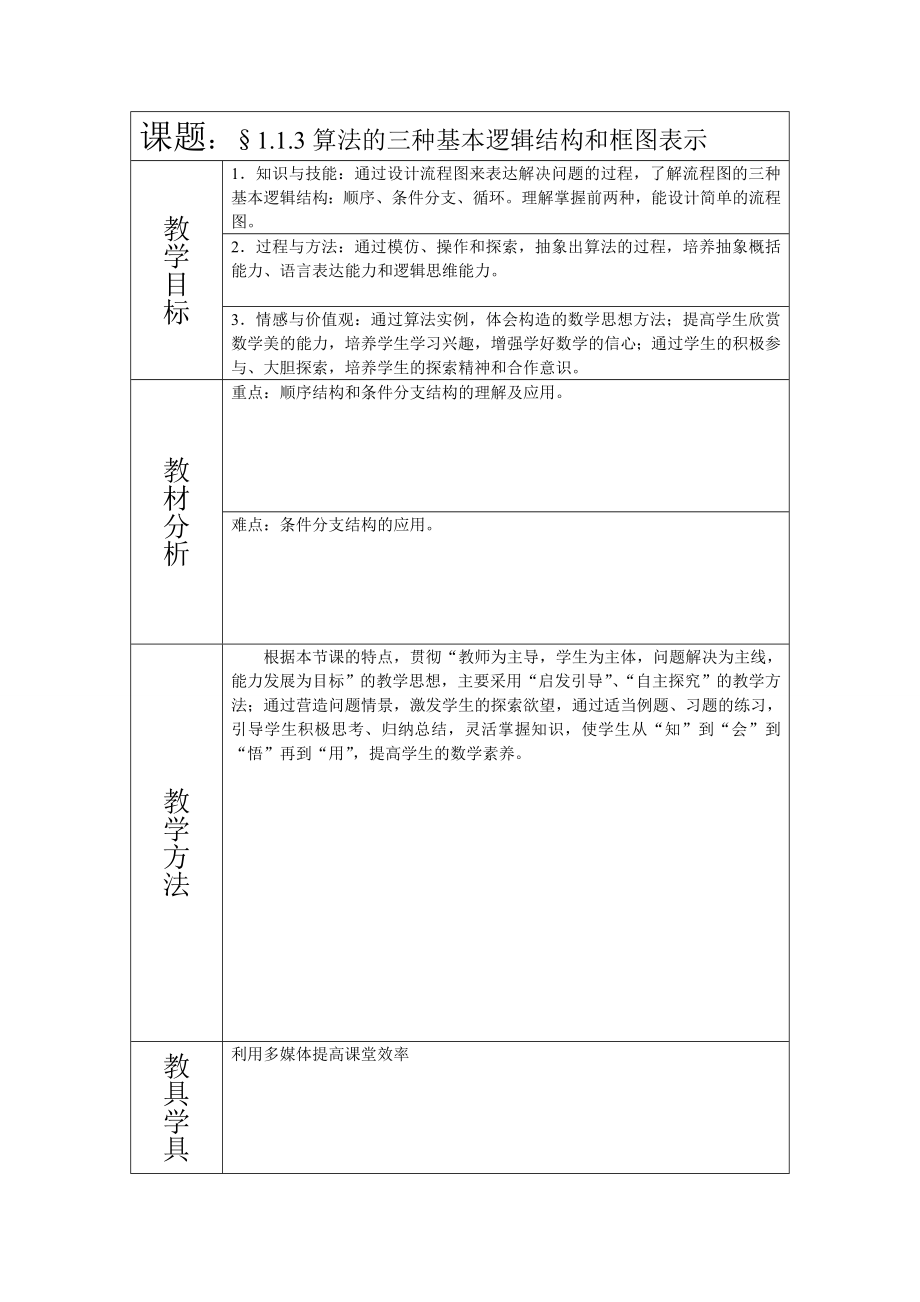 算法的三种基本逻辑结构和框图表示.doc_第1页