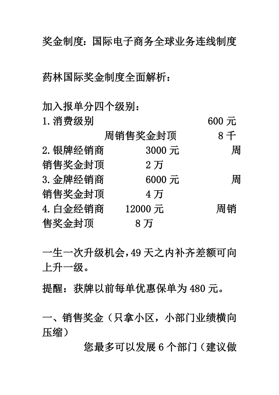 奖金制度：国际电子商务全球业务连线制度.doc_第1页