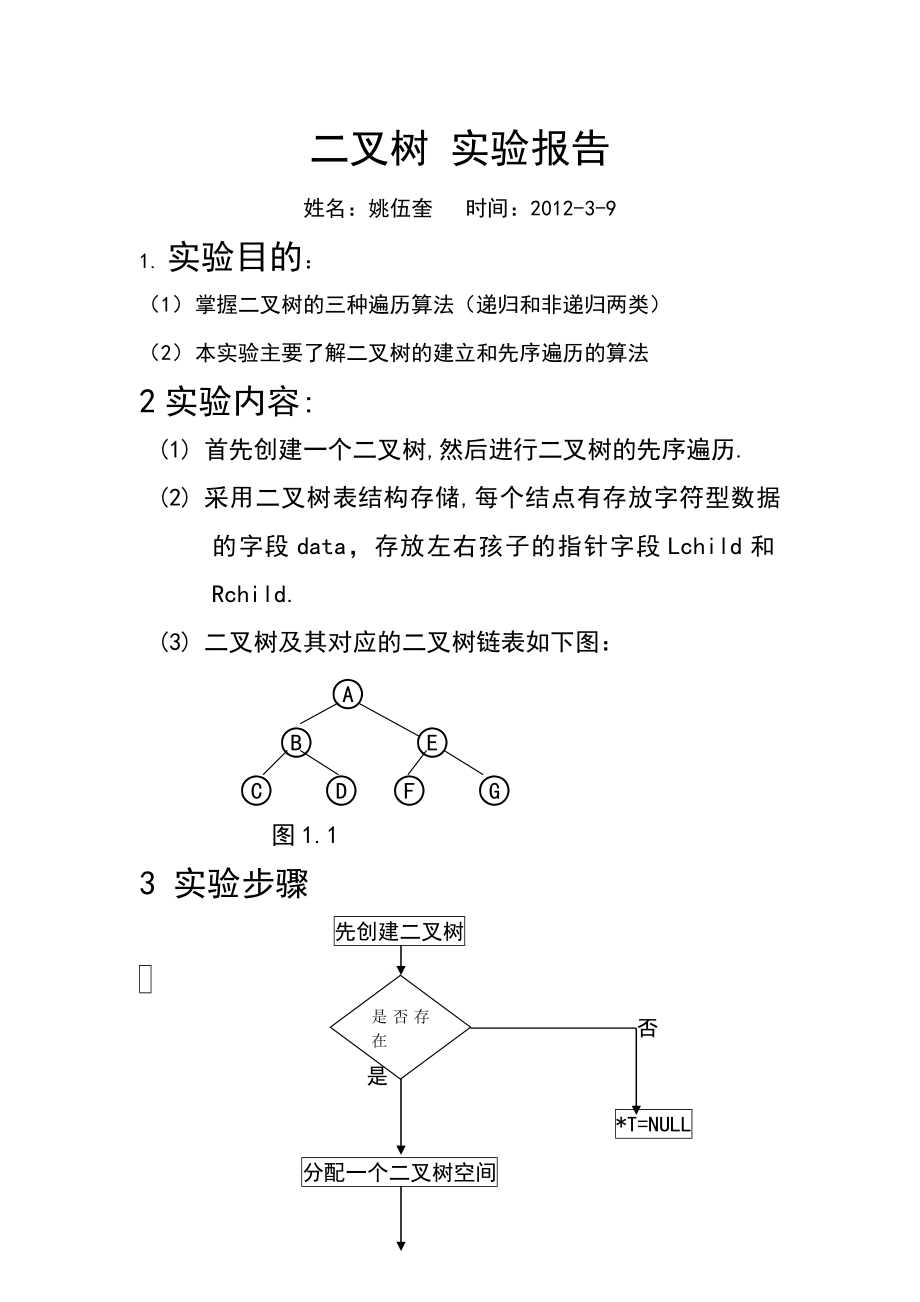 二叉树数据结构和课程设计.doc_第1页