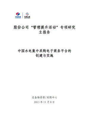 中国水电集中采购电子商务平台的创建与实施(.11.10).doc