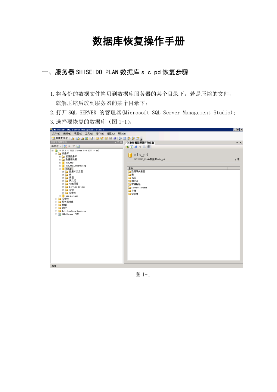 数据库恢复操作手册.doc_第1页