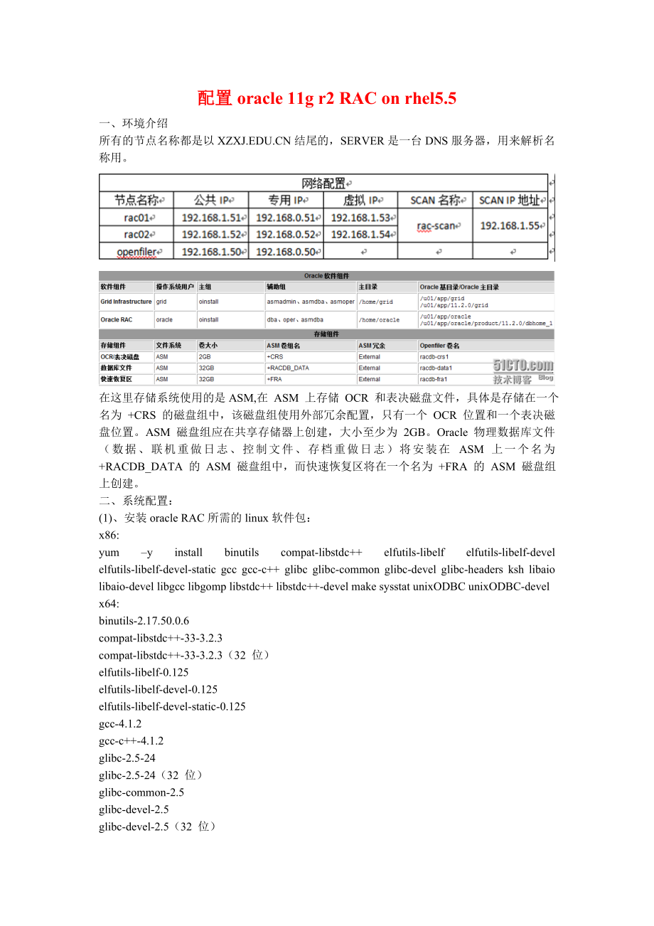 配置oracle 11G R2 RAC ON redhat55.doc_第1页