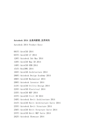 autodesk全系列密钥.及序列号[资料].doc