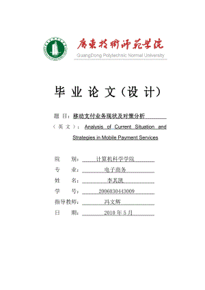 移动支付业务现状及对策分析（定稿）.doc