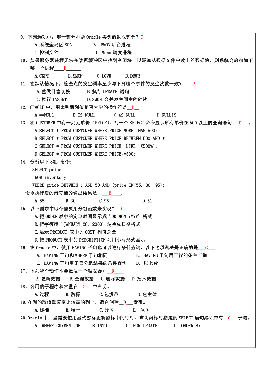 Oracle选择题整合.doc_第2页