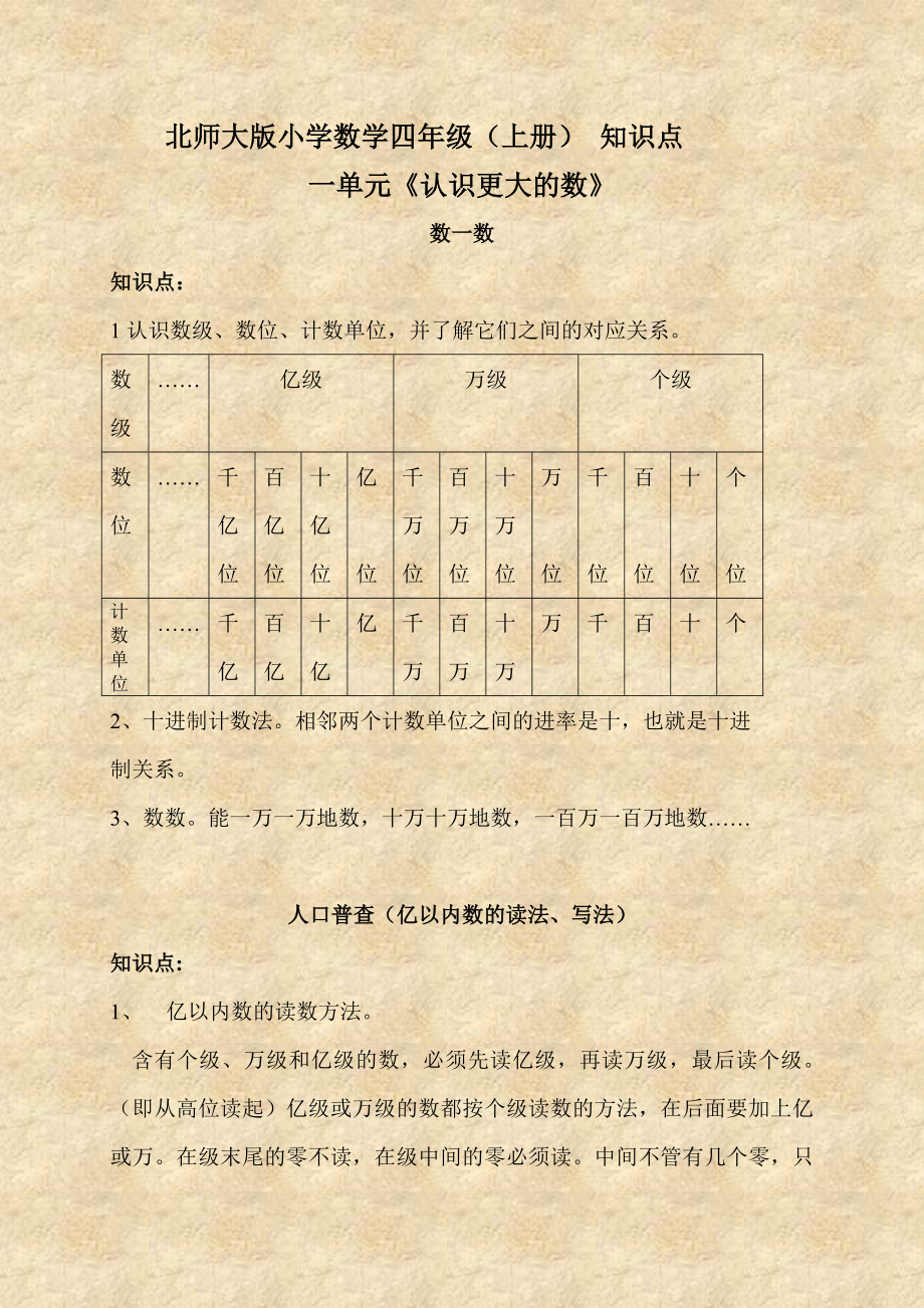 北师大版小学数学四级(上、下册)知识点.doc_第1页