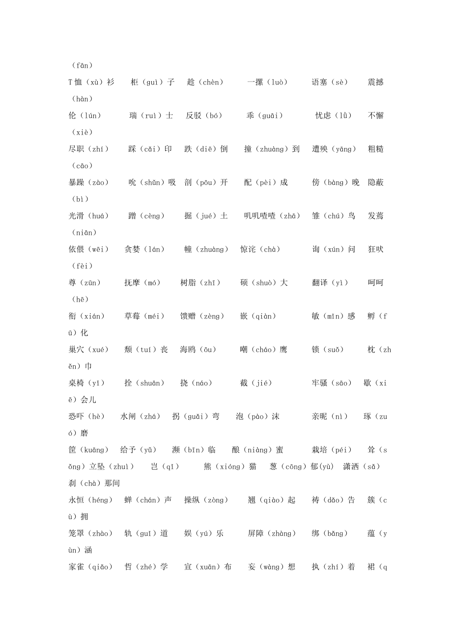 四级下册语文【教材梳理】专项部分字词冀教版【小学学科网】 .doc_第2页