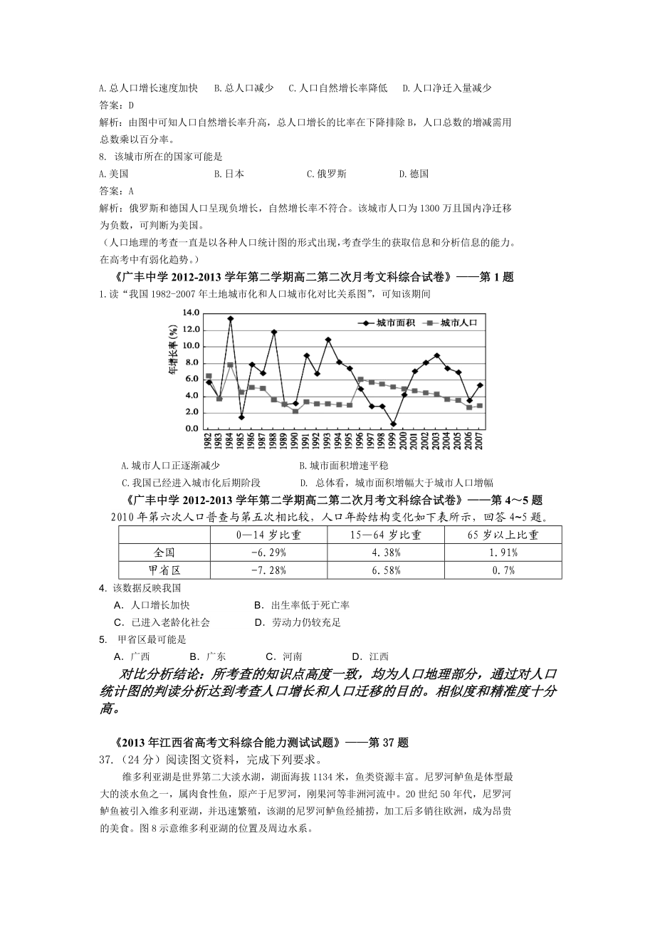 广丰中学月考试卷与高考试卷(地理部分)对比分析.doc_第3页