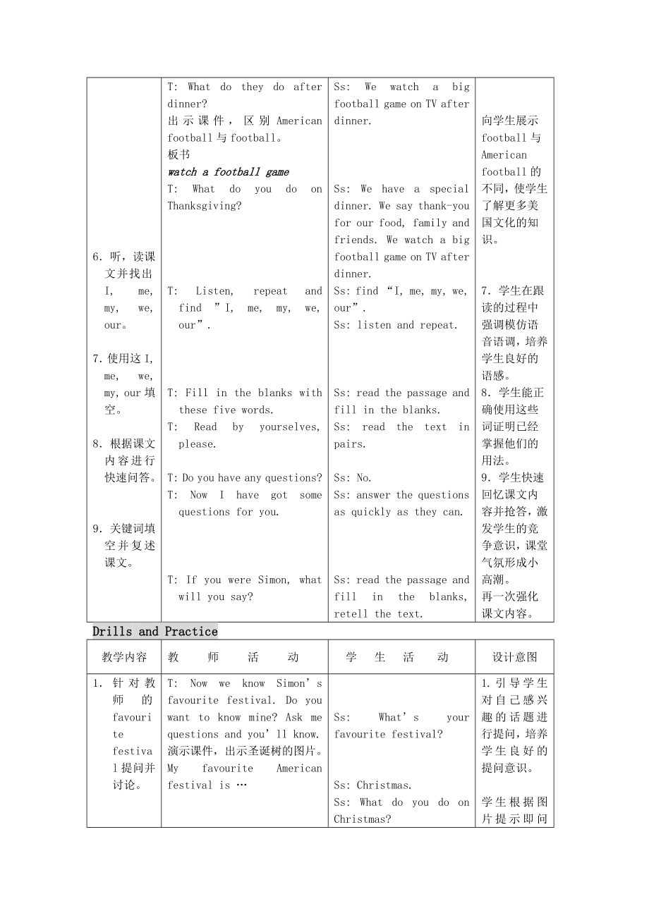 外研版小学英语三级起点第七册《 Happy Thanksgiving! 》教学设计.doc_第3页