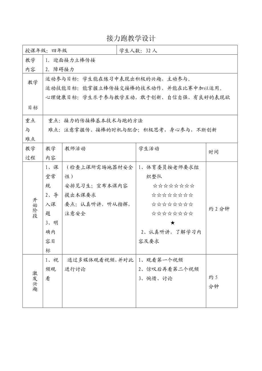 小学体育《接力跑》教学设计.doc_第1页