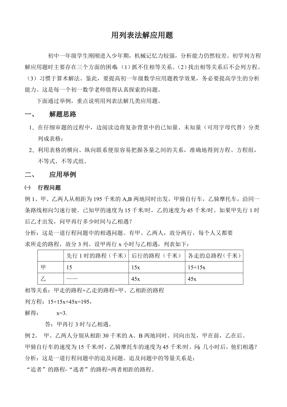 初中数学论文：用列表法解应用题.doc_第1页