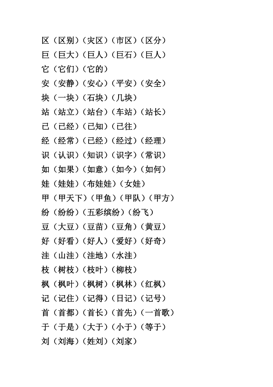 人教版小学语文二级上册各单元会写字词语整理.doc_第2页