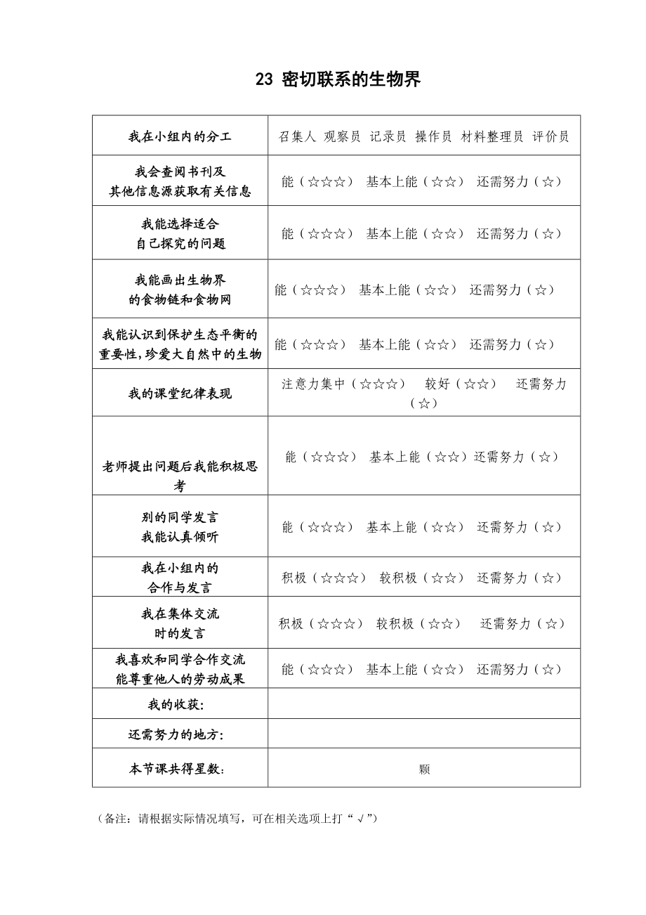 小学科学课堂评价表.doc_第1页