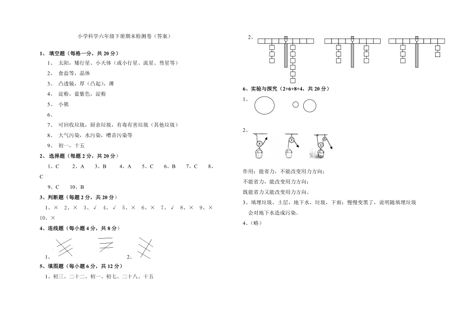 教科版小学科学六级下册期末检测卷及答案.doc_第3页