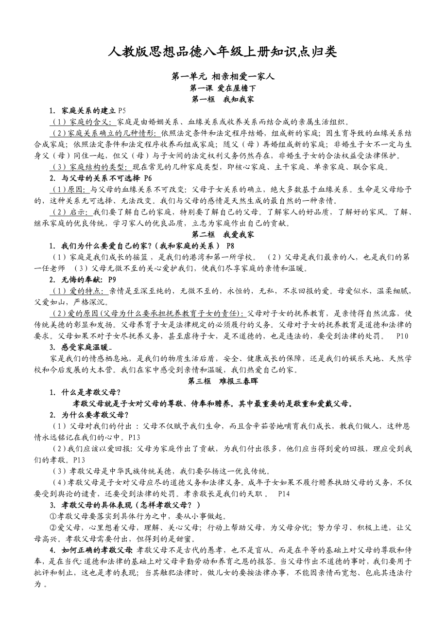 人教版思想品德八级上册知识点归类.doc_第1页