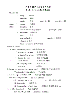 新版PEP小学英语六级上册期末复习知识点归纳.doc