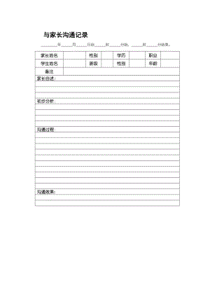 小学心理教师与家长沟通记录表.doc