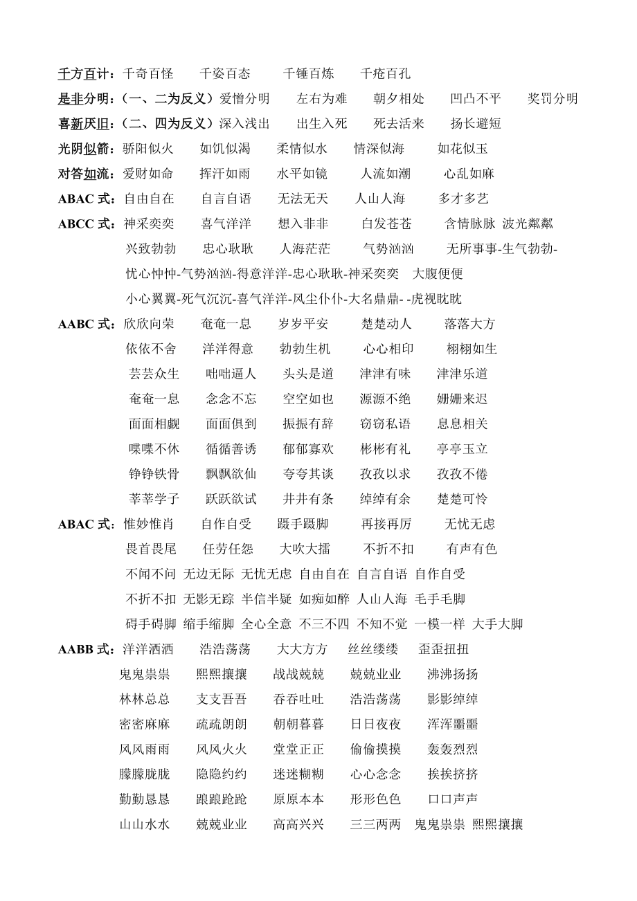 小学成语归类直接打印篇.doc_第1页