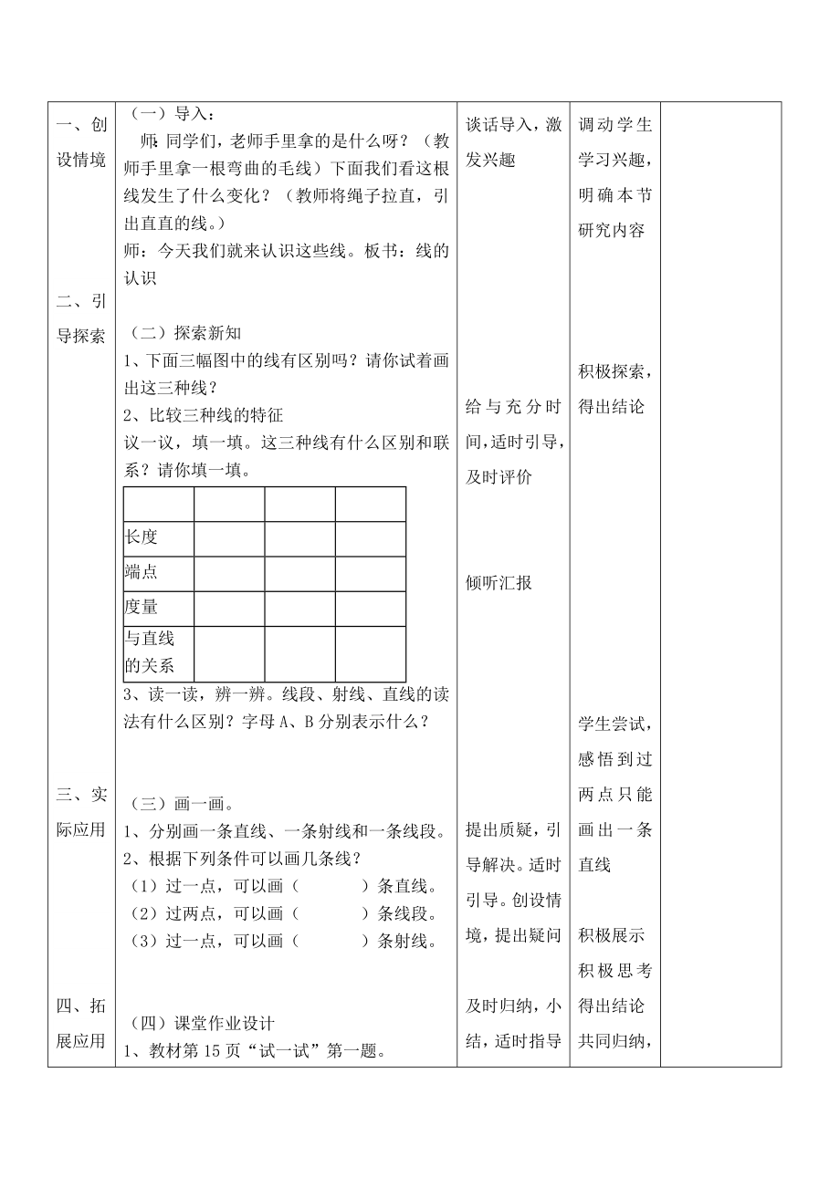 北师大版小学数学四级上册《线的认识》导学案.doc_第2页