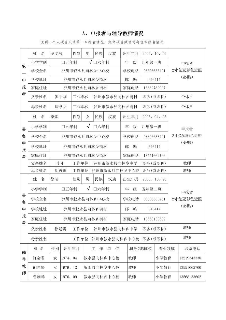 小学生科技创新成果竞赛项目申报书.doc_第2页