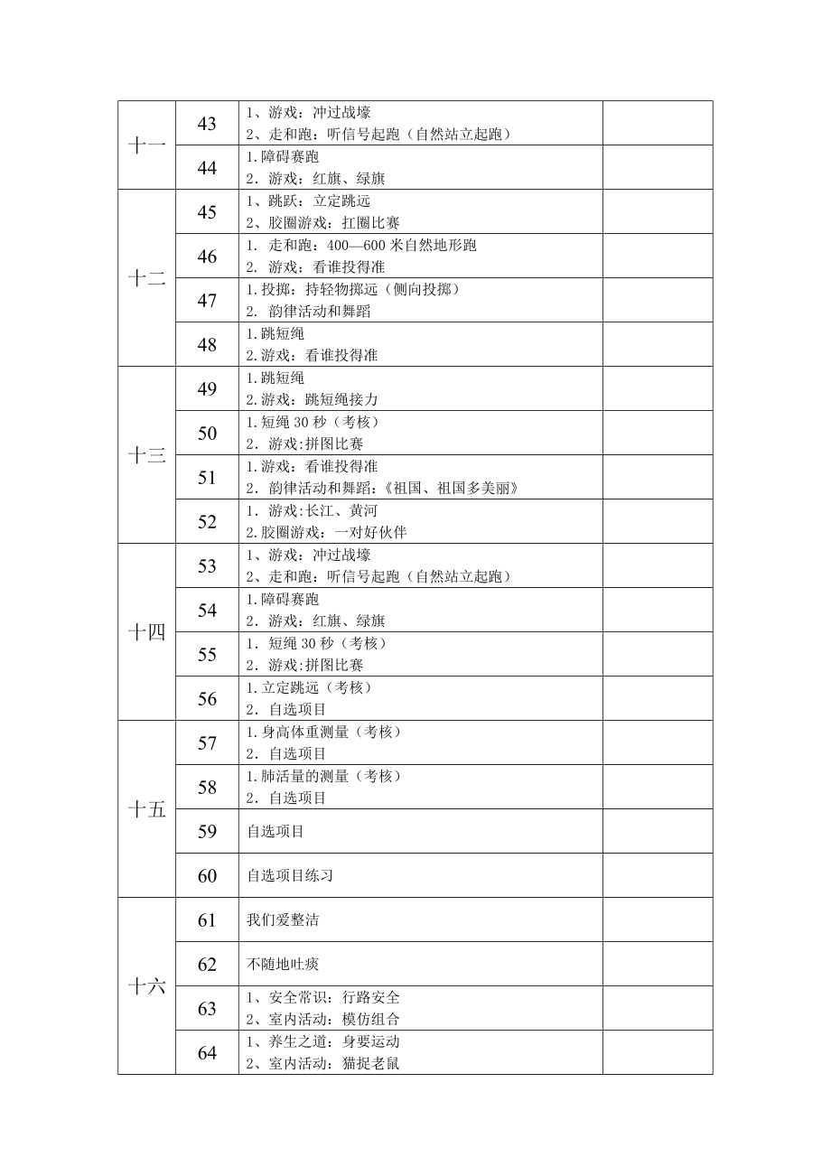 小学一级《体育与健康》第二学期教学进度表.doc_第3页