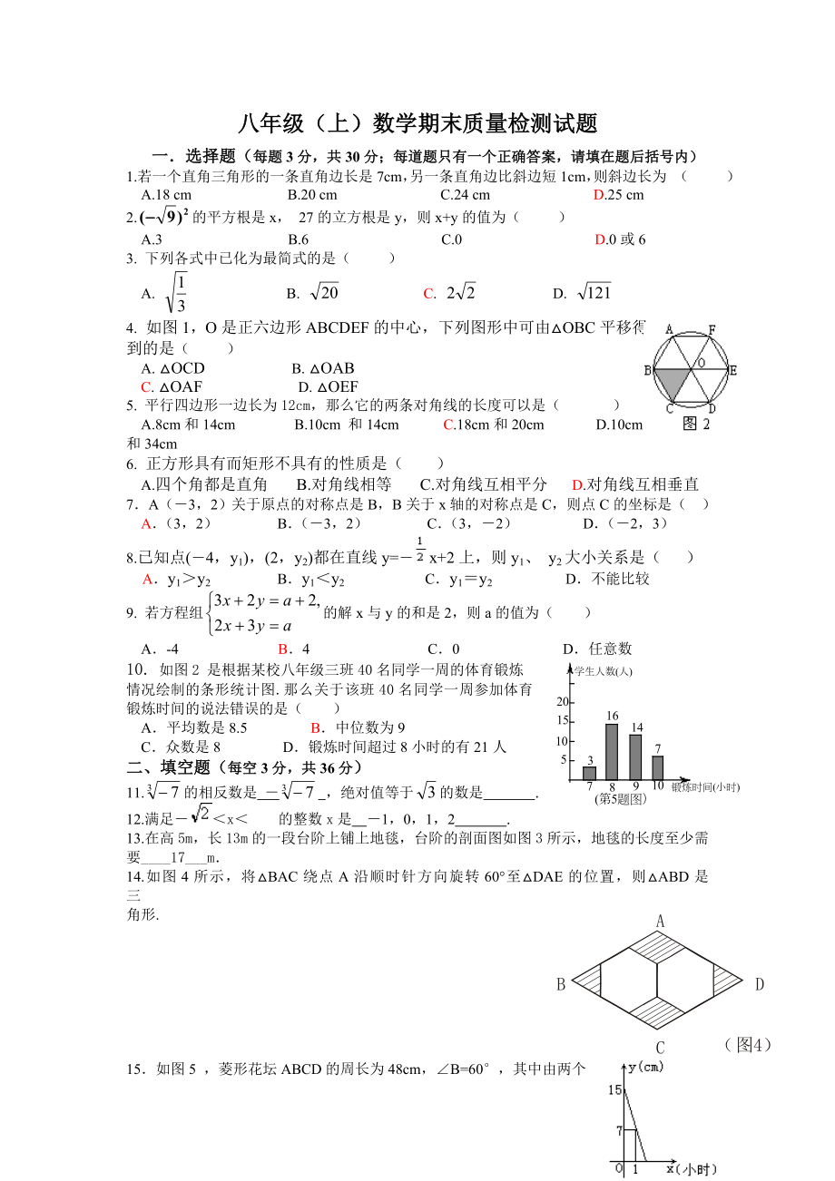 北师大版八级上册数学期末质量检测试题.doc_第1页