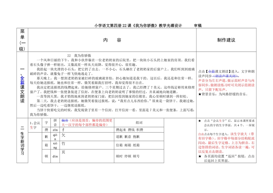 人教版小学语文二级下册教学设计《我为你骄傲》.doc_第1页