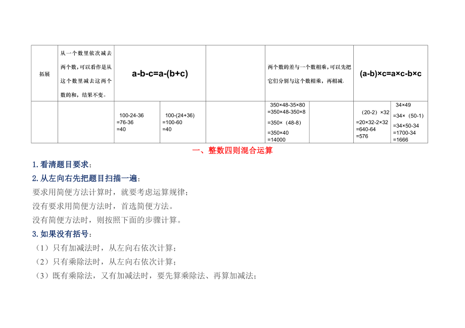 北师大版小学数学四级上册第4单元(运算律)知识点整理.doc_第3页