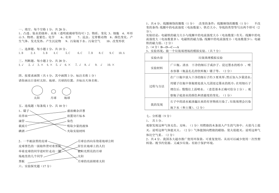 教科版小学科学六级下册检测试题及答案2.doc_第3页