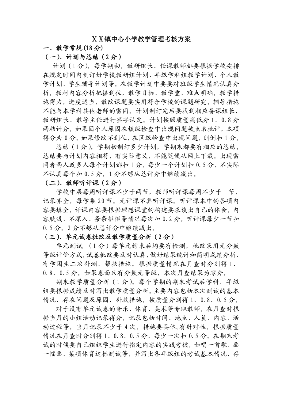 小学教学管理考核方案.doc_第1页