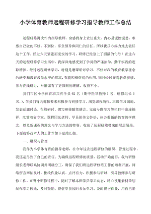 小学体育教师远程研修学习指导教师工作总结.doc