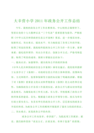 大辛营小学政务公开工作总结.doc