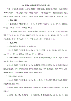 小学六级毕业及区抽测奖惩方案.doc