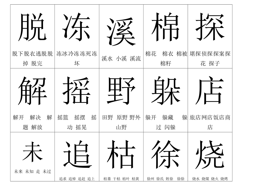 小学二级语文下册生字字卡(双页打印版).doc_第1页