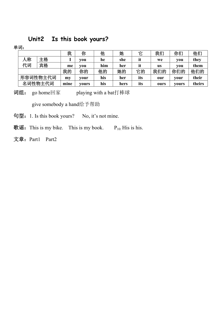 剑桥少儿英语二级上册各单元知识点汇总打印版.doc_第2页