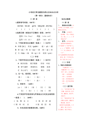 小考语文常见题型归类以及知识点分析.doc