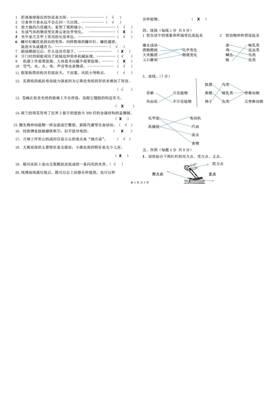 教科版小学科学六级毕业试卷及答案32.doc_第3页