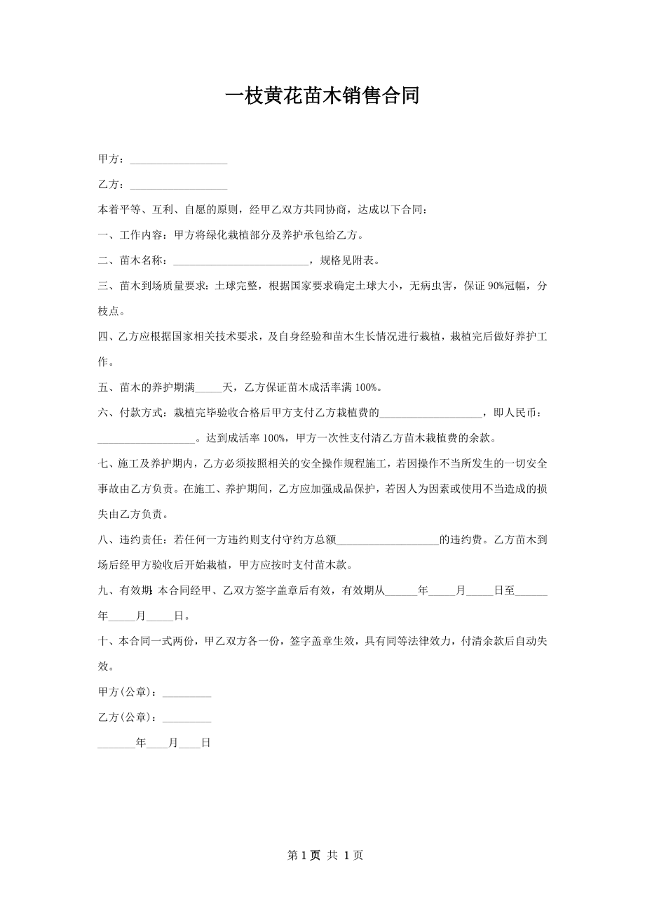 一枝黄花苗木销售合同.docx_第1页