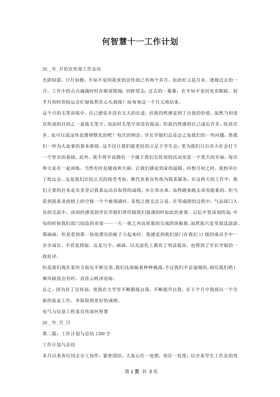 何智慧十一工作计划.docx_第1页